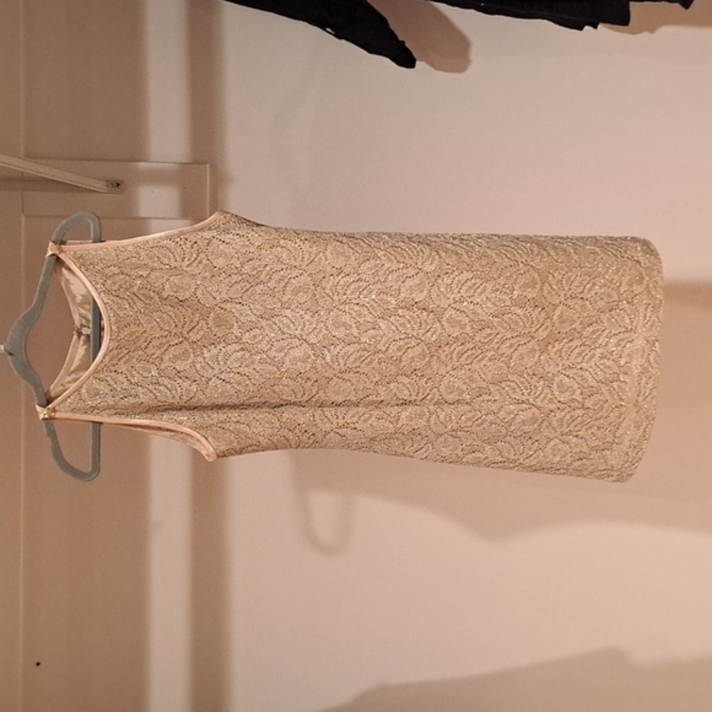 Bari Jay 90's vintage crochet gold dress with metallic thread Size 1-2